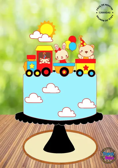 Arquivo de Corte Topo de Bolo Trenzinho Cute