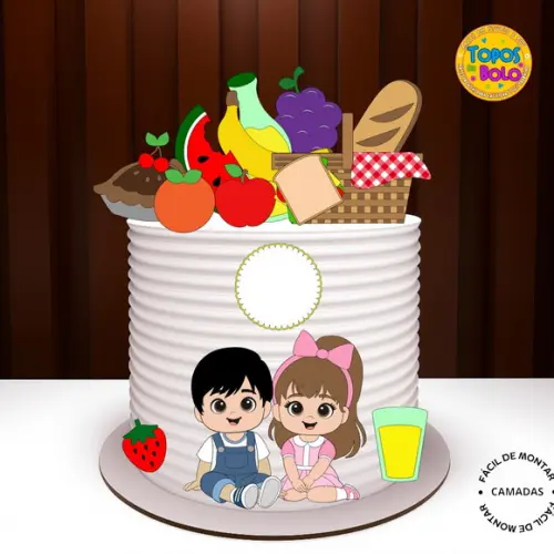 Arquivo de Corte Topo de Bolo Picnic Casal Fofo
