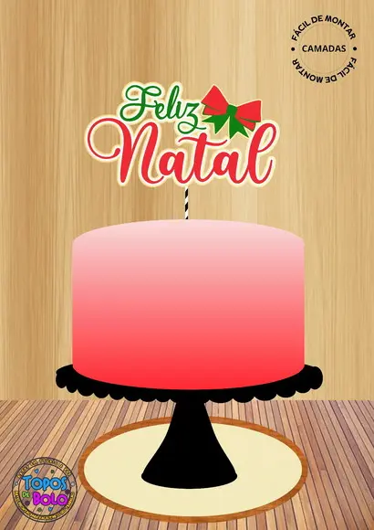 Arquivo de Corte Topo de Bolo Feliz Natal com Laço