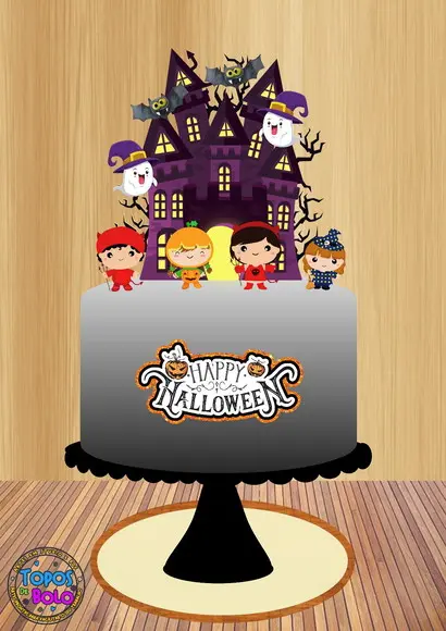 Arquivo de Corte Topo de Bolo Halloween Castelo