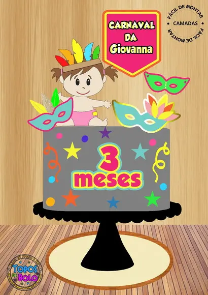 Arquivo de Corte Topo de Bolo Carnaval Menina Cute
