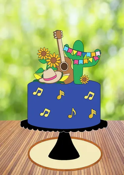 Topo Bolo Cacto com Bandeirola e Sanfona - Arquivo Digital