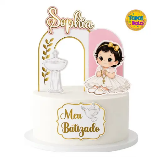 Arquivo de Corte Topo de Bolo Meu Batizado Menina Bebê