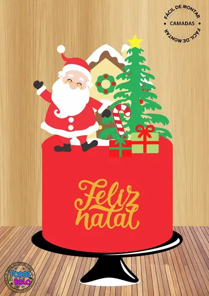 Arquivo de Corte Topo de Bolo Papai Noel 2021