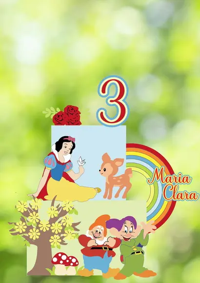 Topo de Bolo Branca de Neve Camadas