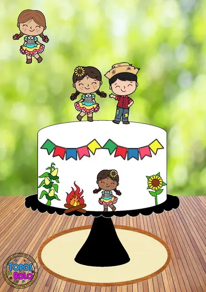 Arquivo de Corte Topo de Bolo Festa Junina Casal Girassol