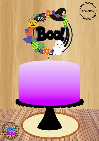 Arquivo de Corte Topo de Bolo Halloween Boo