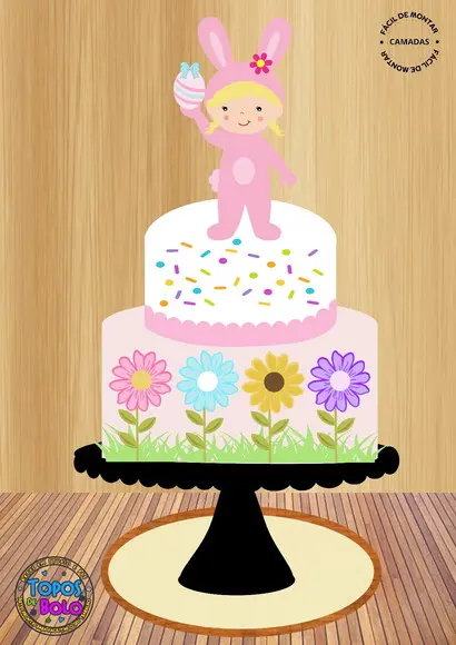 Arquivo de Corte Topo de Bolo Menina Fantasia Coelha