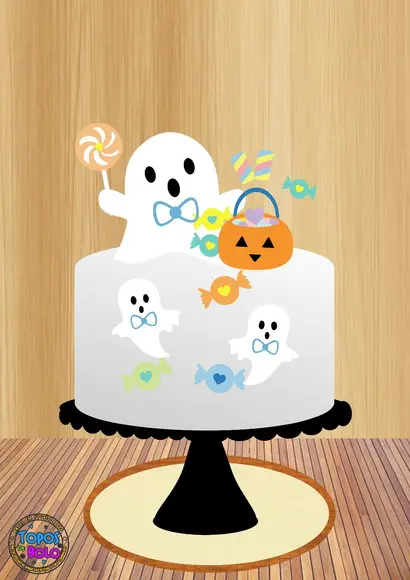 Arquivo de Corte Topo de Bolo Fantasminha Cute