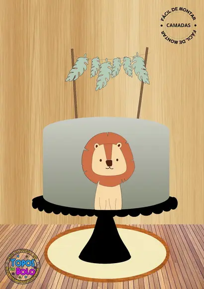 Arquivo de Corte Topo de Bolo Leão Minimalista