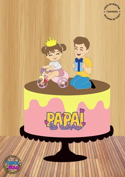 Arquivos de Corte Topo de Bolo Menina Papai Te Amo