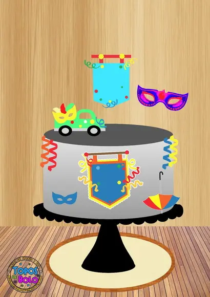 Arquivo de Corte Topo de Bolo Carnaval Plaquinha