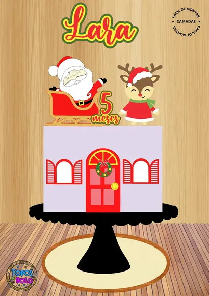 Arquivo de Corte Topo de Bolo Natal Treno e Rena