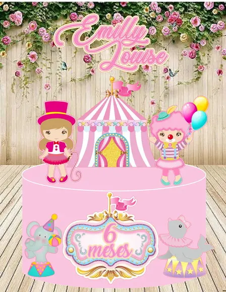 Arquivo de Corte Topo de Bolo Circo Rosa