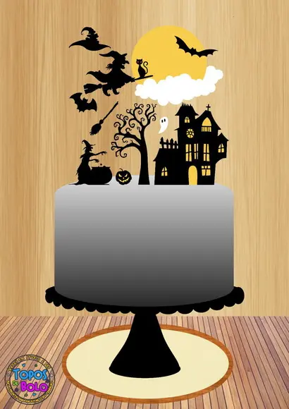 Arquivo de Corte Topo de Bolo Halloween Bruxa