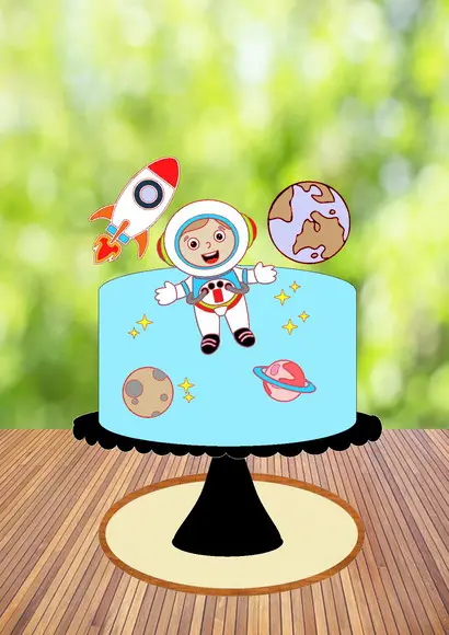 Arquivo de Corte Topo de Bolo Astronauta Cute e Planetas