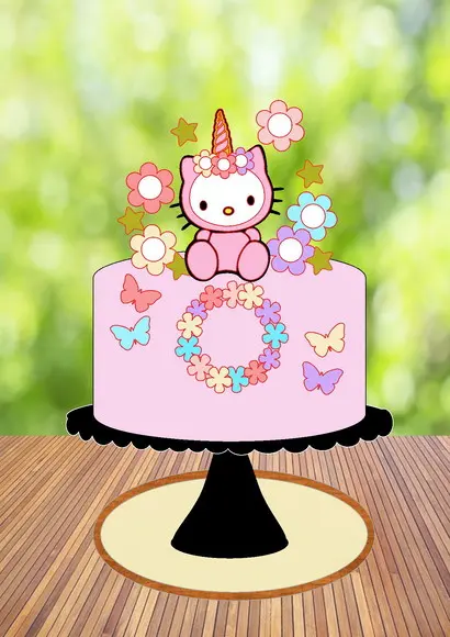 Arquivo de Corte Topo de Bolo Hello Kitty Unicórnio