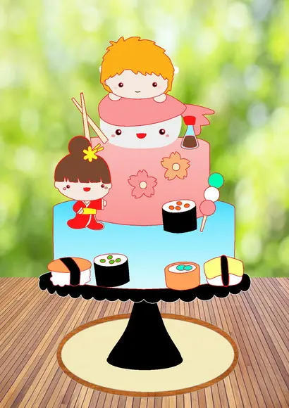 Arquivo de Corte Topo de Bolo Sushi Cute
