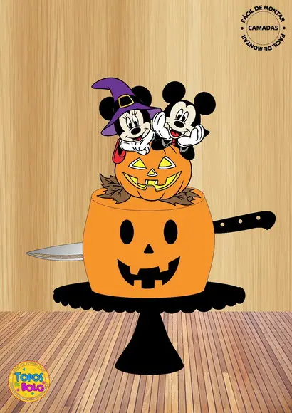 Arquivos de Corte Topo de Bolo Mickey e Minnie Halloween 01