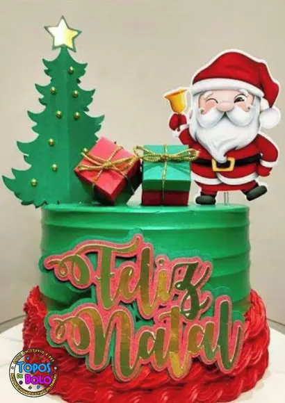 Arquivo de Corte Topo de Bolo Papai Noel com Sino
