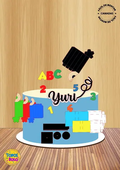 Topo de Bolo Formatura Abc Escolar Lápis