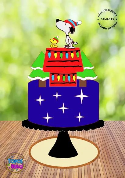 Arquivo de Corte Topo de Bolo Snoopy Natal