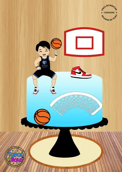 Arquivo de Corte Topo de Bolo Menino Basquete 01
