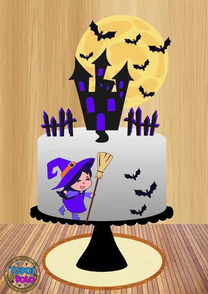 Arquivo de Corte Topo de Bolo Halloween Bruxinha