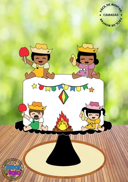 Arquivo de Corte Topo de Bolo Festa Junina Bebês Milho