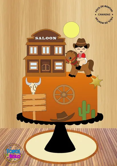 Arquivo de Corte Topo de Bolo Baby Cowboy