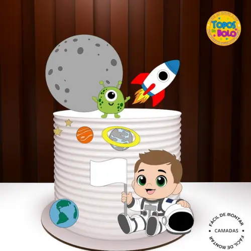 Arquivo de Corte Topo de Bolo Astronauta Baby