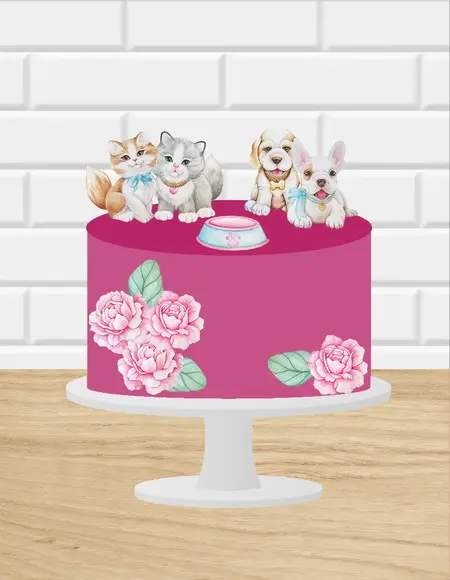 Arquivo de Corte Topo de Bolo Love Pet Floral