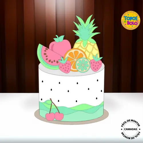 Arquivo de Corte Topo de Bolo Frutas Candy