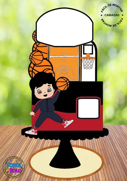 Arquivo de Corte Topo de Bolo Basquete Menino