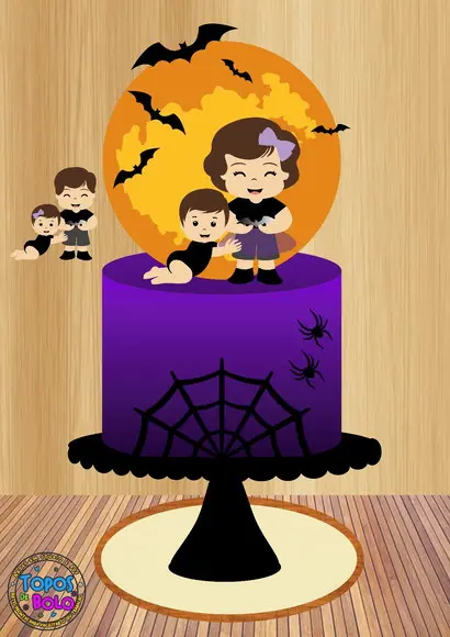Arquivo de Corte Topo de Bolo Halloween dos Irmãos