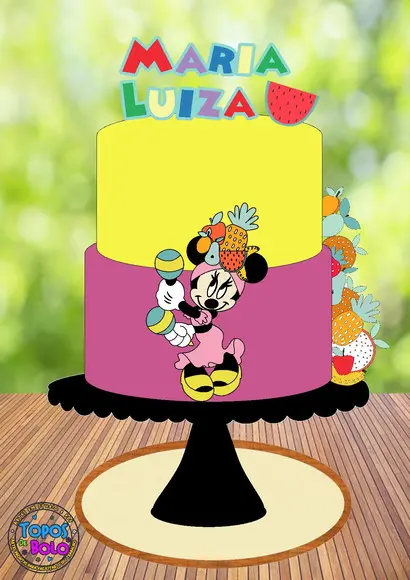 Arquivo de Corte Topo de Bolo Minnie Frutaria Carmen Miranda
