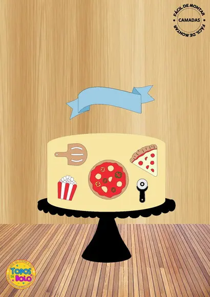 Arquivo de Corte Topo de Bolo Pizza e Pipoca