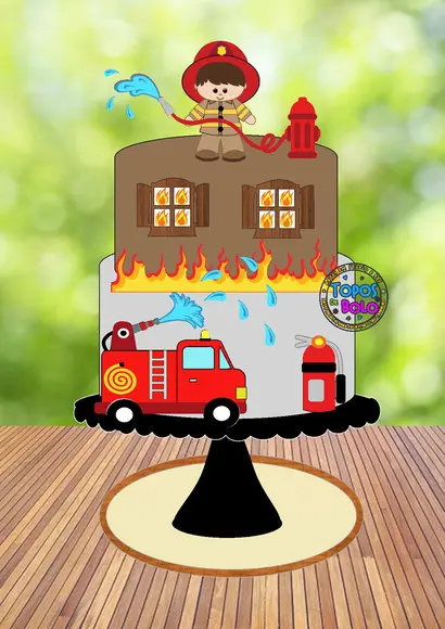 Topo de Bolo Bombeiro - Arquivo Digital