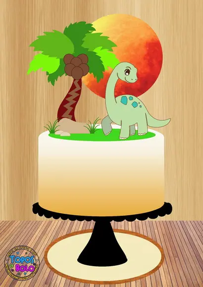 Arquivo de Corte Topo de Bolo Dino e Coqueiro