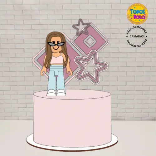 Arquivo de Corte Topo de Bolo Roblox Menina Camadas
