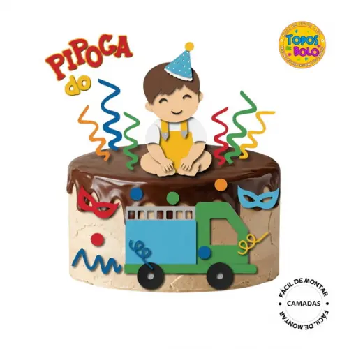 Arquivo de Corte Topo de Bolo Carnaval Menino Baby Pipoca