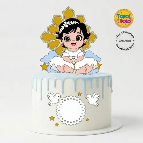 Arquivo de Corte Topo de Bolo Batizado Menina Camadas Baby