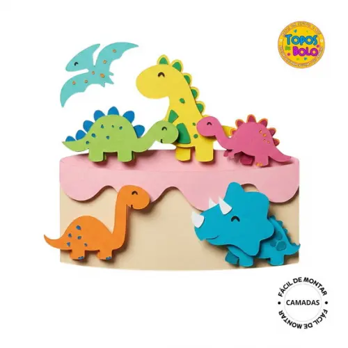 Arquivo de Corte Topo de Bolo Dinossauros Camadas