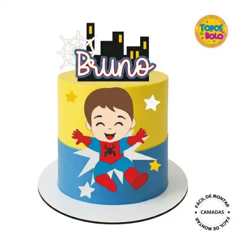 Arquivo Topo de Bolo Homem Aranha Cute Camadas