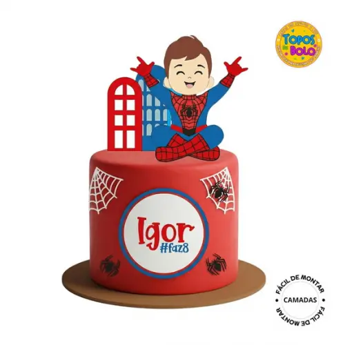 Arquivo de Corte Topo de Bolo Menino Aranha Camadas