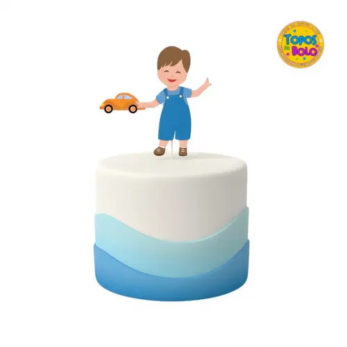 Arquivo Topo de Bolo Menino Carrinho Camadas