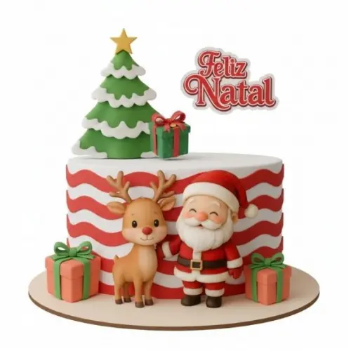 Arquivo de Corte Topo de Bolo Papai Noel e Renna 01