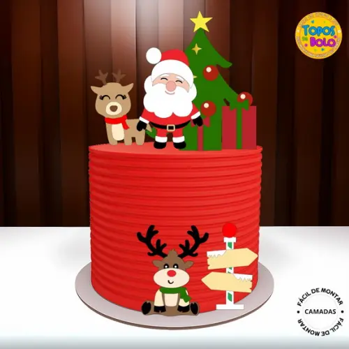 Arquivo de Corte Topo de Bolo Papai Noel Fofo 01