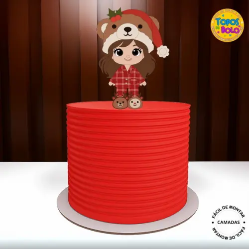 Arquivo de Corte Topo de Bolo Menina Pijama de Rena