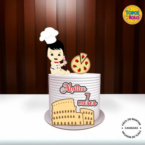 Arquivo de Corte Topo de Bolo Bebê Pizza